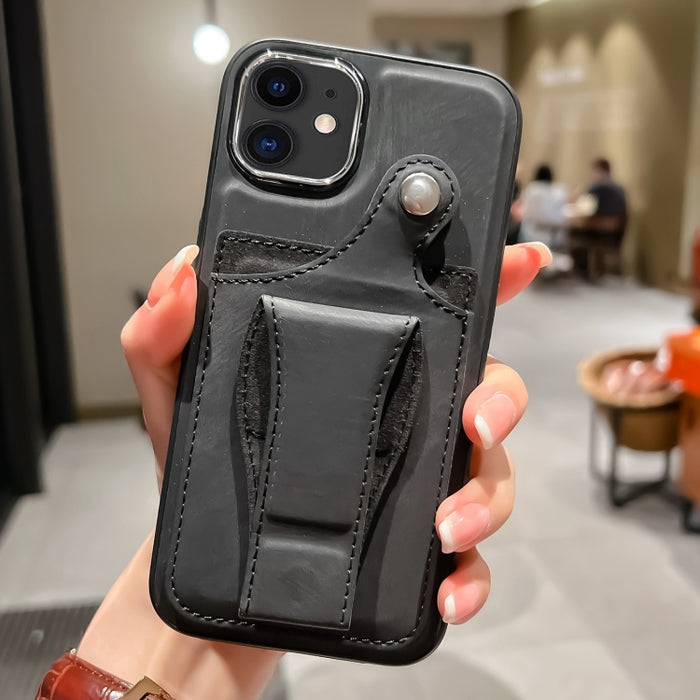 Estuche para teléfono con tarjetero de rotación lateral de cuero