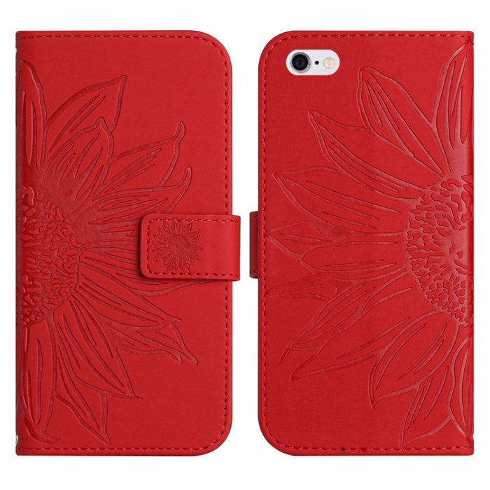 Skin Feel Sun Flower Pattern Flip Funda de cuero para teléfono