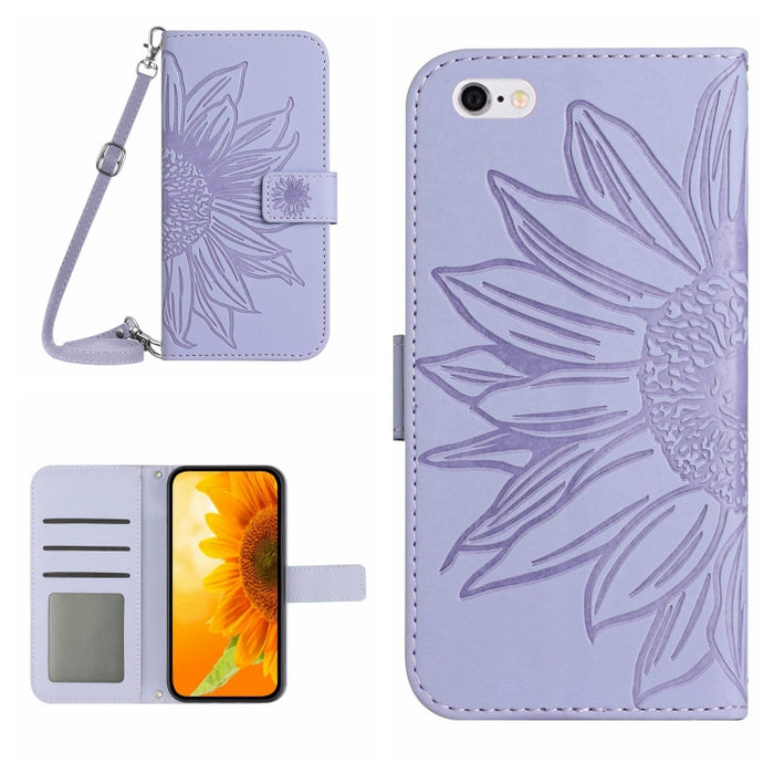 Skin Feel Sun Flower Pattern Flip Funda de cuero para teléfono