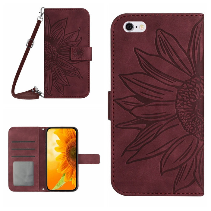Skin Feel Sun Flower Pattern Flip Funda de cuero para teléfono