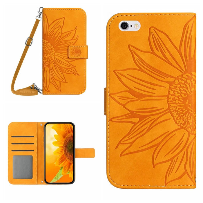 Skin Feel Sun Flower Pattern Flip Funda de cuero para teléfono