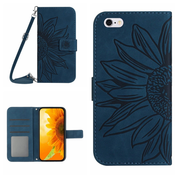 Skin Feel Sun Flower Pattern Flip Funda de cuero para teléfono