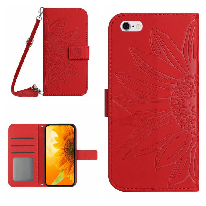 Skin Feel Sun Flower Pattern Flip Funda de cuero para teléfono