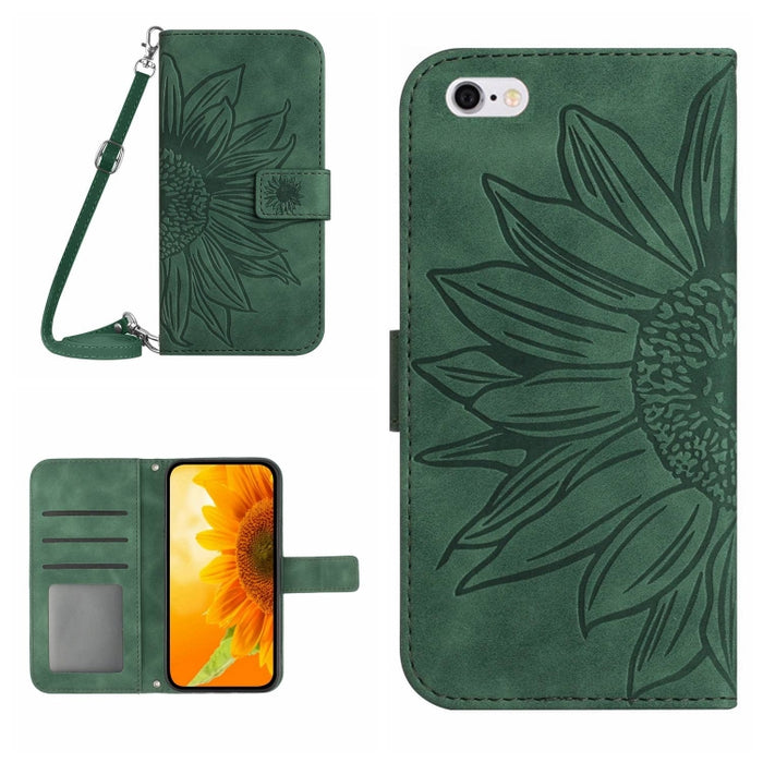 Skin Feel Sun Flower Pattern Flip Funda de cuero para teléfono