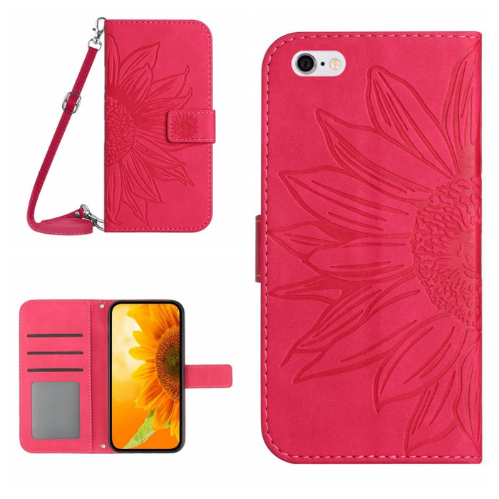 Skin Feel Sun Flower Pattern Flip Funda de cuero para teléfono