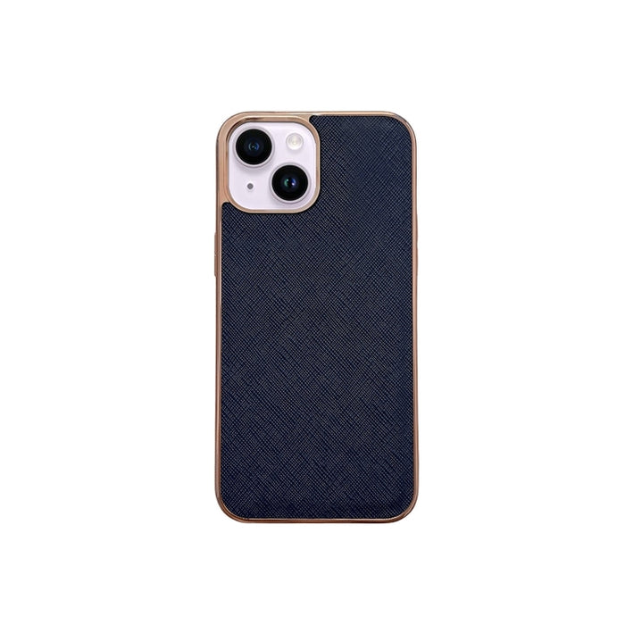 Estuche para teléfono de cuero genuino con textura cruzada de galvanoplastia nano