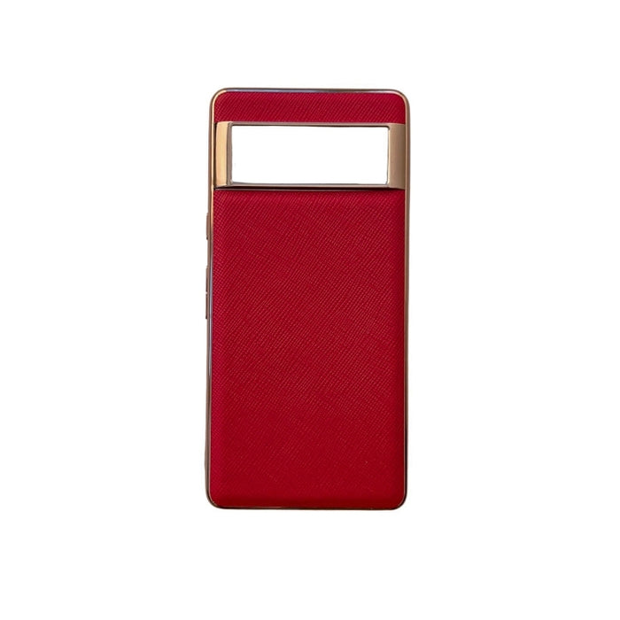 Estuche para teléfono de cuero genuino con textura cruzada de galvanoplastia nano