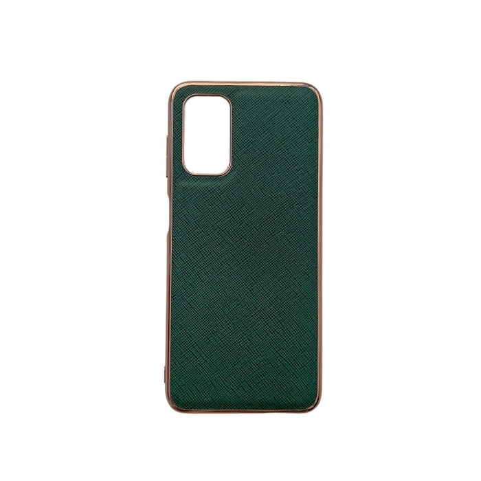 Estuche para teléfono de cuero genuino con textura cruzada de galvanoplastia nano