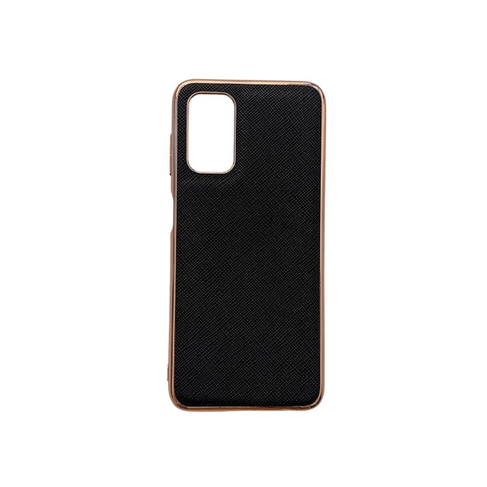 Estuche para teléfono de cuero genuino con textura cruzada de galvanoplastia nano