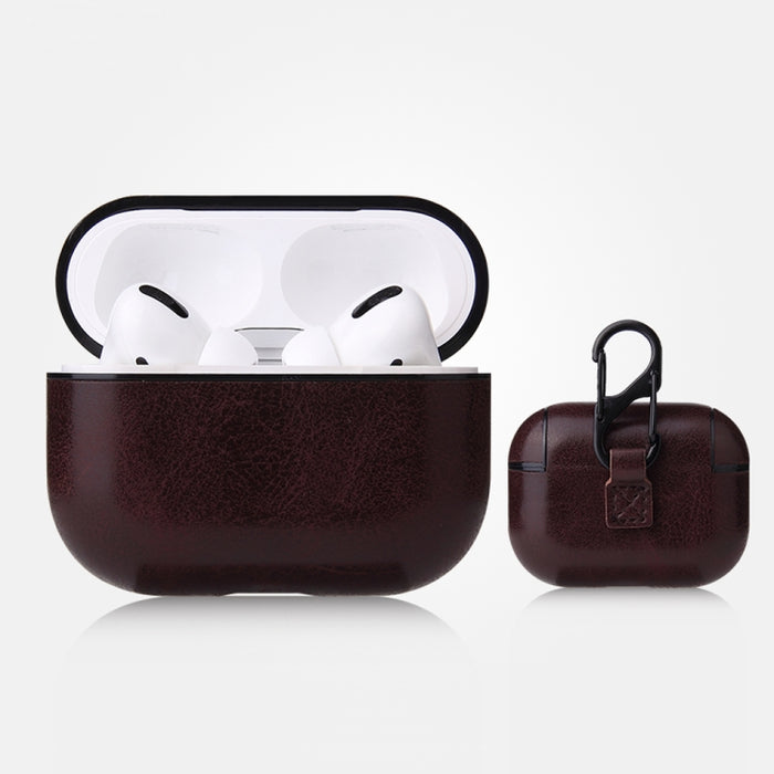 Estuche protector de cuero PU con textura de caballo loco anticaída con mosquetón