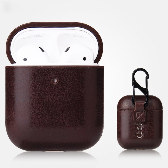 Estuche protector de cuero PU con textura de caballo loco anticaída con mosquetón