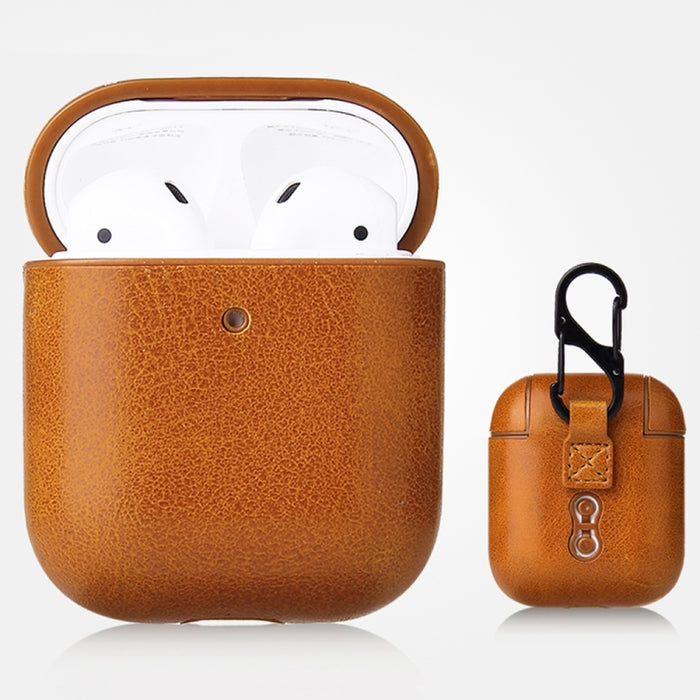 Estuche protector de cuero PU con textura de caballo loco anticaída con mosquetón