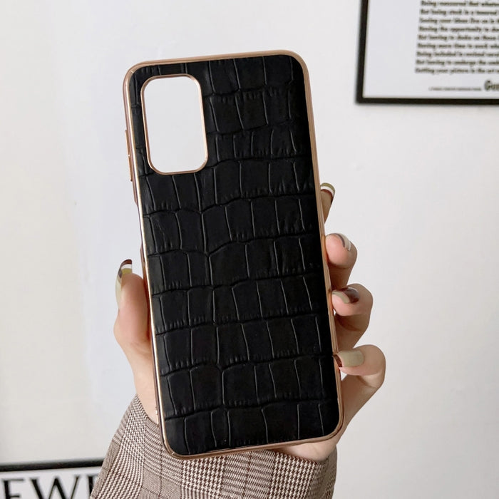 Caja de teléfono de galvanoplastia de cuero genuino con textura de cocodrilo, For Samsung Galaxy A13 4G, For Samsung Galaxy A23 4G/5G, For Samsung Galaxy A33 5G, For Samsung Galaxy A53 5G, For Samsung Galaxy A73 5G, For Samsung Galaxy Z Flip3 5G       ...
