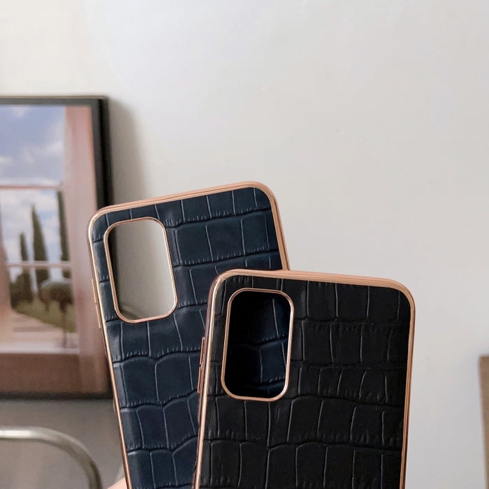 Caja de teléfono de galvanoplastia de cuero genuino con textura de cocodrilo, For Samsung Galaxy A13 4G, For Samsung Galaxy A23 4G/5G, For Samsung Galaxy A33 5G, For Samsung Galaxy A53 5G, For Samsung Galaxy A73 5G, For Samsung Galaxy Z Flip3 5G       ...