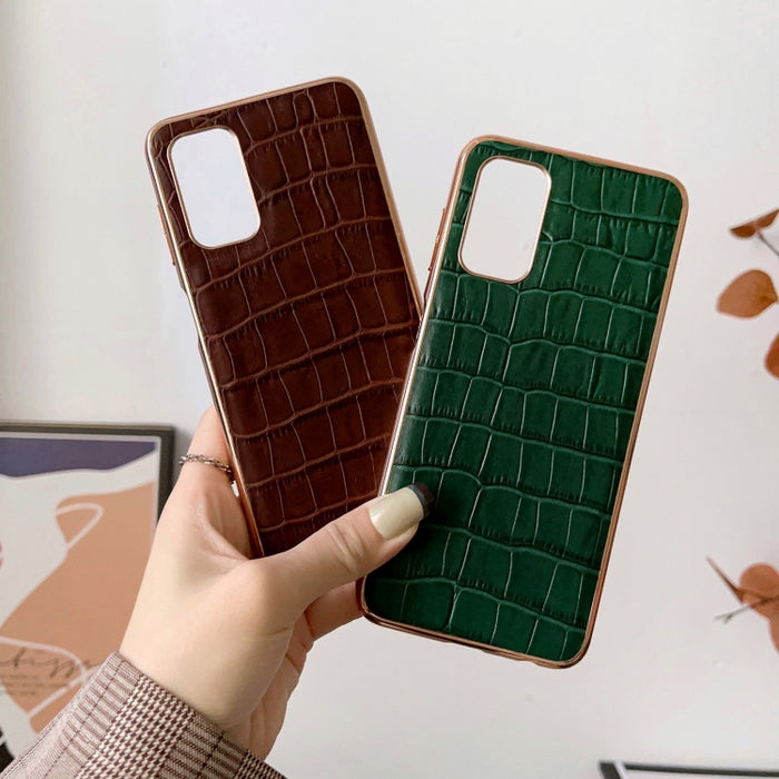 Caja de teléfono de galvanoplastia de cuero genuino con textura de cocodrilo, For Samsung Galaxy A13 4G, For Samsung Galaxy A23 4G/5G, For Samsung Galaxy A33 5G, For Samsung Galaxy A53 5G, For Samsung Galaxy A73 5G, For Samsung Galaxy Z Flip3 5G       ...