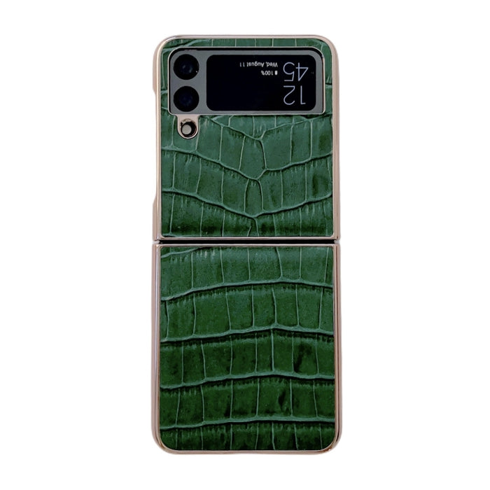 Caja de teléfono de galvanoplastia de cuero genuino con textura de cocodrilo, For Samsung Galaxy A13 4G, For Samsung Galaxy A23 4G/5G, For Samsung Galaxy A33 5G, For Samsung Galaxy A53 5G, For Samsung Galaxy A73 5G, For Samsung Galaxy Z Flip3 5G       ...