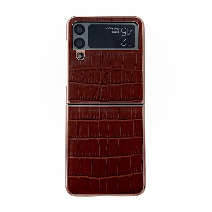Caja de teléfono de galvanoplastia de cuero genuino con textura de cocodrilo, For Samsung Galaxy A13 4G, For Samsung Galaxy A23 4G/5G, For Samsung Galaxy A33 5G, For Samsung Galaxy A53 5G, For Samsung Galaxy A73 5G, For Samsung Galaxy Z Flip3 5G       ...