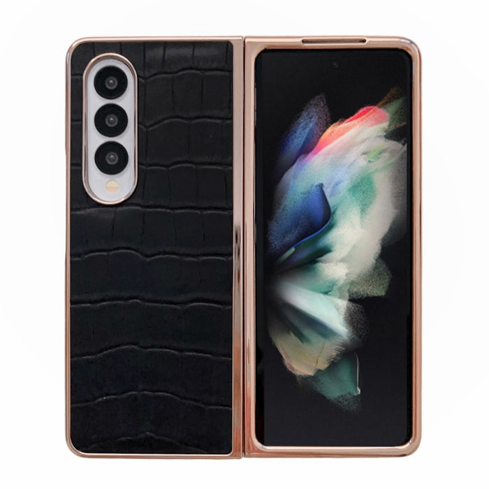 Caja de teléfono de galvanoplastia de cuero genuino con textura de cocodrilo, For Samsung Galaxy A13 4G, For Samsung Galaxy A23 4G/5G, For Samsung Galaxy A33 5G, For Samsung Galaxy A53 5G, For Samsung Galaxy A73 5G, For Samsung Galaxy Z Flip3 5G       ...