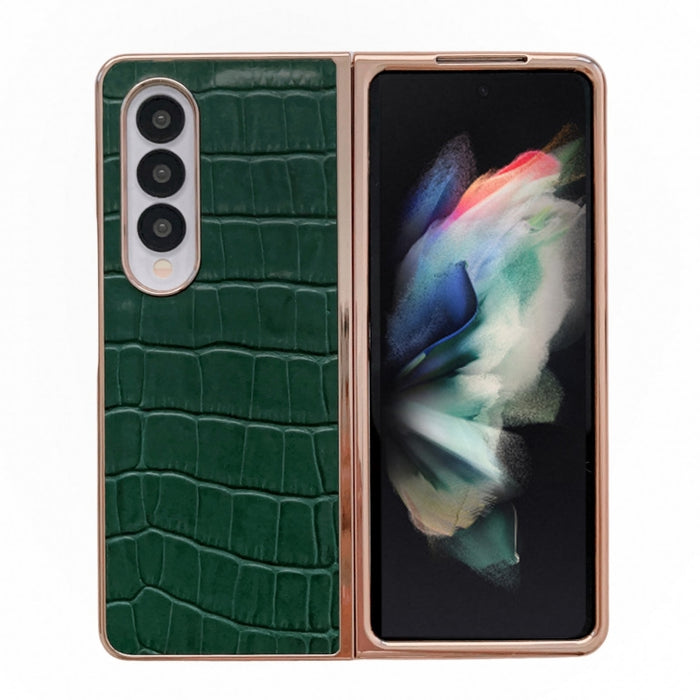 Caja de teléfono de galvanoplastia de cuero genuino con textura de cocodrilo, For Samsung Galaxy A13 4G, For Samsung Galaxy A23 4G/5G, For Samsung Galaxy A33 5G, For Samsung Galaxy A53 5G, For Samsung Galaxy A73 5G, For Samsung Galaxy Z Flip3 5G       ...
