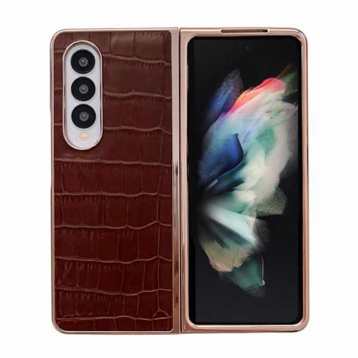 Caja de teléfono de galvanoplastia de cuero genuino con textura de cocodrilo, For Samsung Galaxy A13 4G, For Samsung Galaxy A23 4G/5G, For Samsung Galaxy A33 5G, For Samsung Galaxy A53 5G, For Samsung Galaxy A73 5G, For Samsung Galaxy Z Flip3 5G       ...