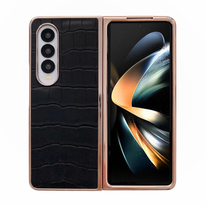 Caja de teléfono de galvanoplastia de cuero genuino con textura de cocodrilo, For Samsung Galaxy A13 4G, For Samsung Galaxy A23 4G/5G, For Samsung Galaxy A33 5G, For Samsung Galaxy A53 5G, For Samsung Galaxy A73 5G, For Samsung Galaxy Z Flip3 5G       ...