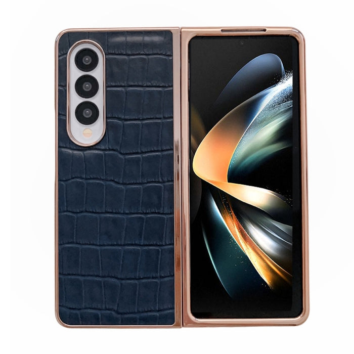 Caja de teléfono de galvanoplastia de cuero genuino con textura de cocodrilo, For Samsung Galaxy A13 4G, For Samsung Galaxy A23 4G/5G, For Samsung Galaxy A33 5G, For Samsung Galaxy A53 5G, For Samsung Galaxy A73 5G, For Samsung Galaxy Z Flip3 5G       ...