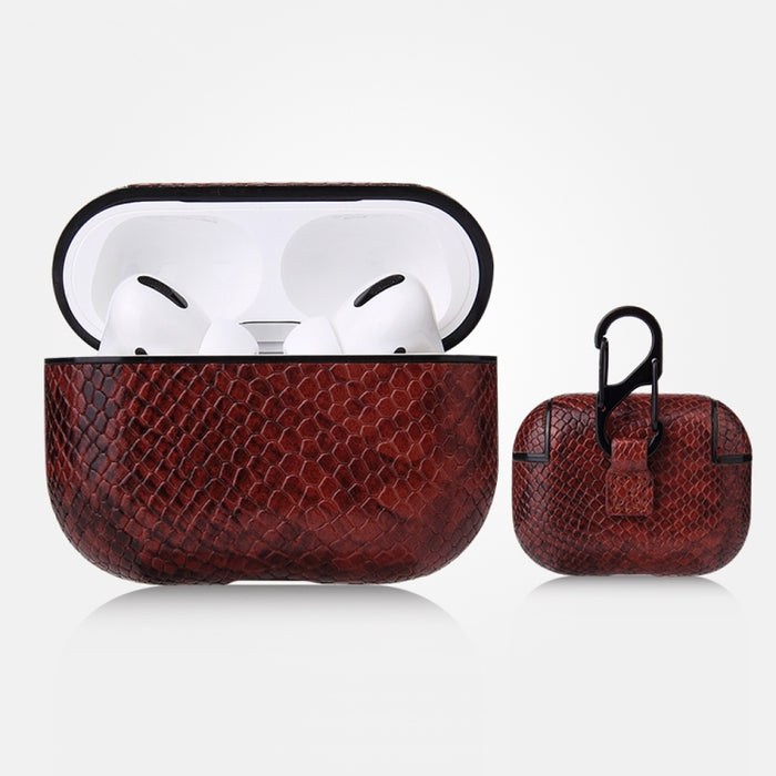 Estuche protector de cuero PU con textura de piel de serpiente anticaída con mosquetón