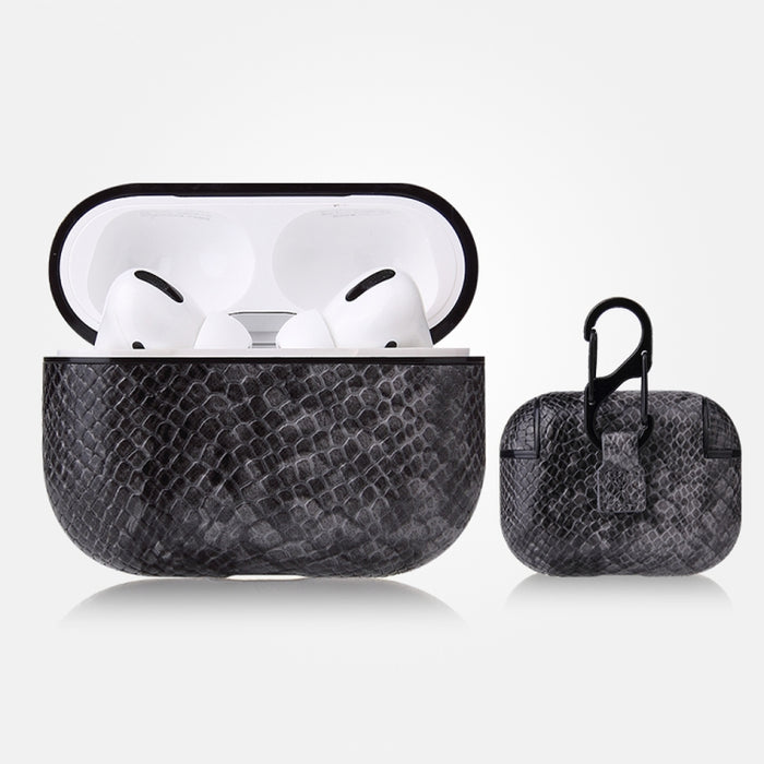 Estuche protector de cuero PU con textura de piel de serpiente anticaída con mosquetón