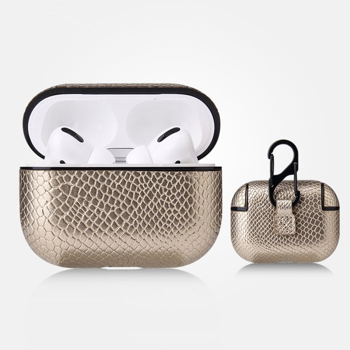 Estuche protector de cuero PU con textura de piel de serpiente anticaída con mosquetón