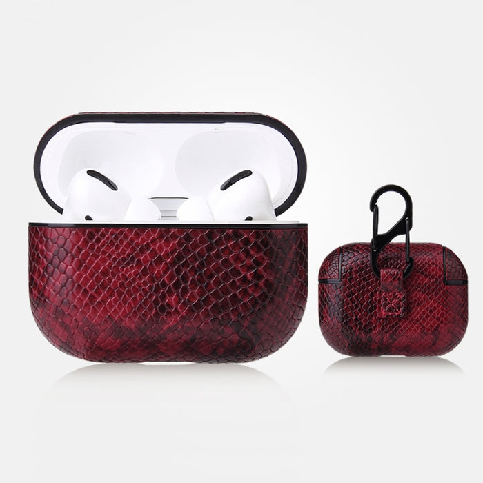 Estuche protector de cuero PU con textura de piel de serpiente anticaída con mosquetón