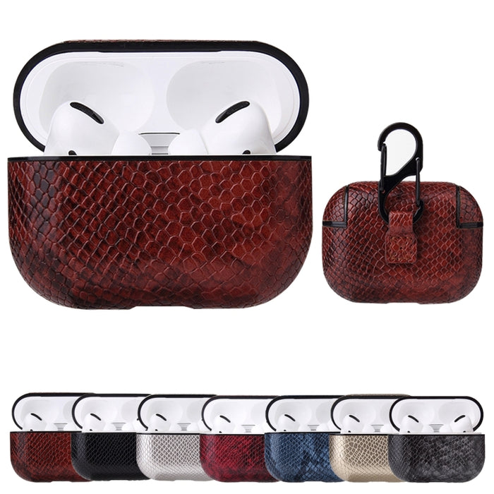 Estuche protector de cuero PU con textura de piel de serpiente anticaída con mosquetón