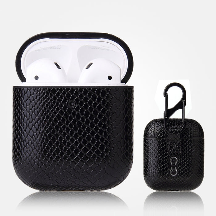 Estuche protector de cuero PU con textura de piel de serpiente anticaída con mosquetón