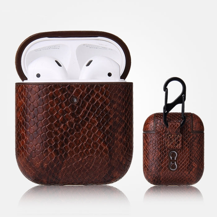 Estuche protector de cuero PU con textura de piel de serpiente anticaída con mosquetón