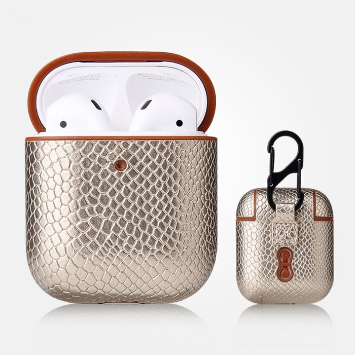 Estuche protector de cuero PU con textura de piel de serpiente anticaída con mosquetón