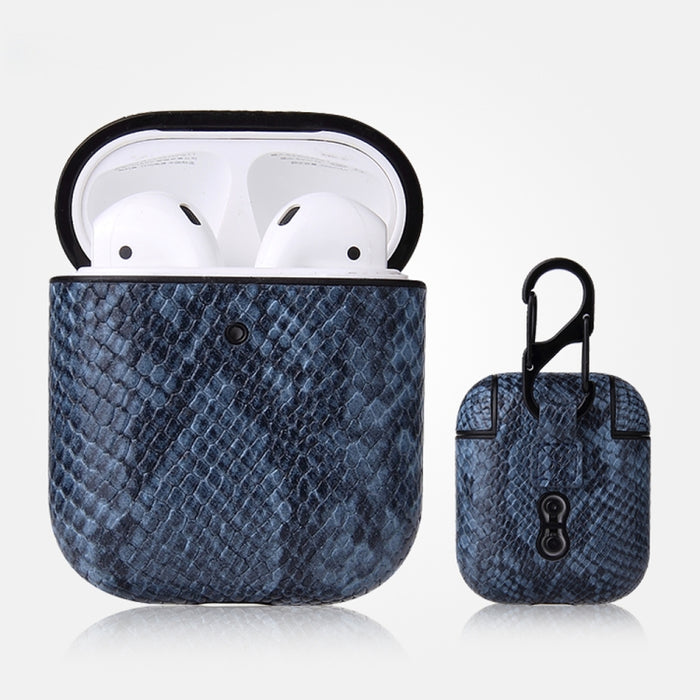 Estuche protector de cuero PU con textura de piel de serpiente anticaída con mosquetón