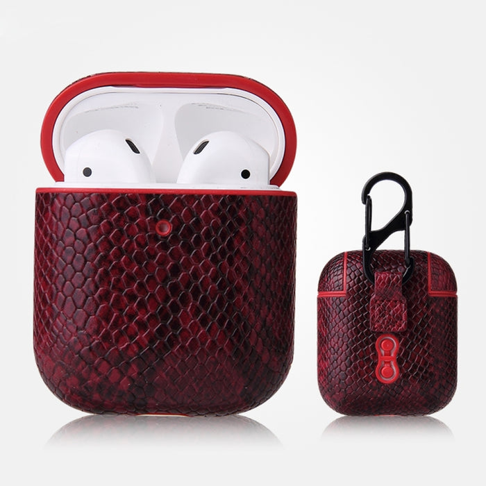 Estuche protector de cuero PU con textura de piel de serpiente anticaída con mosquetón