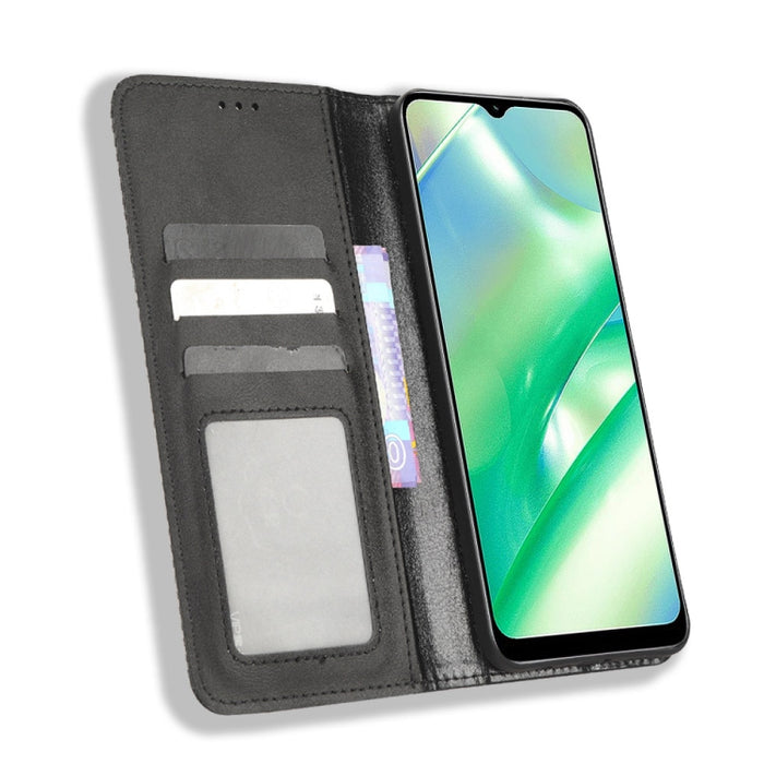Caja de teléfono de cuero con textura retro con hebilla magnética, For Realme C33 4G, For T-Mobile Revvl 6 5G, For T-Mobile REVVL 6 Pro 5G, For vivo V25 5G /  X80 Lite, For vivo V25 Pro / S15 Pro, For vivo Y35 4G / Y22s 4G / Y22 4G 2022                ...