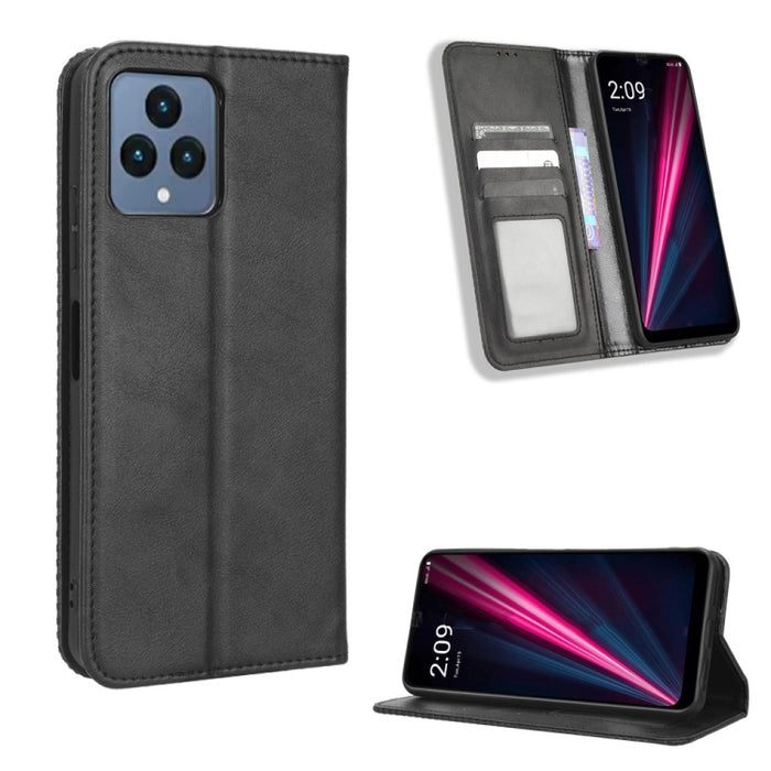 Caja de teléfono de cuero con textura retro con hebilla magnética, For Realme C33 4G, For T-Mobile Revvl 6 5G, For T-Mobile REVVL 6 Pro 5G, For vivo V25 5G /  X80 Lite, For vivo V25 Pro / S15 Pro, For vivo Y35 4G / Y22s 4G / Y22 4G 2022                ...