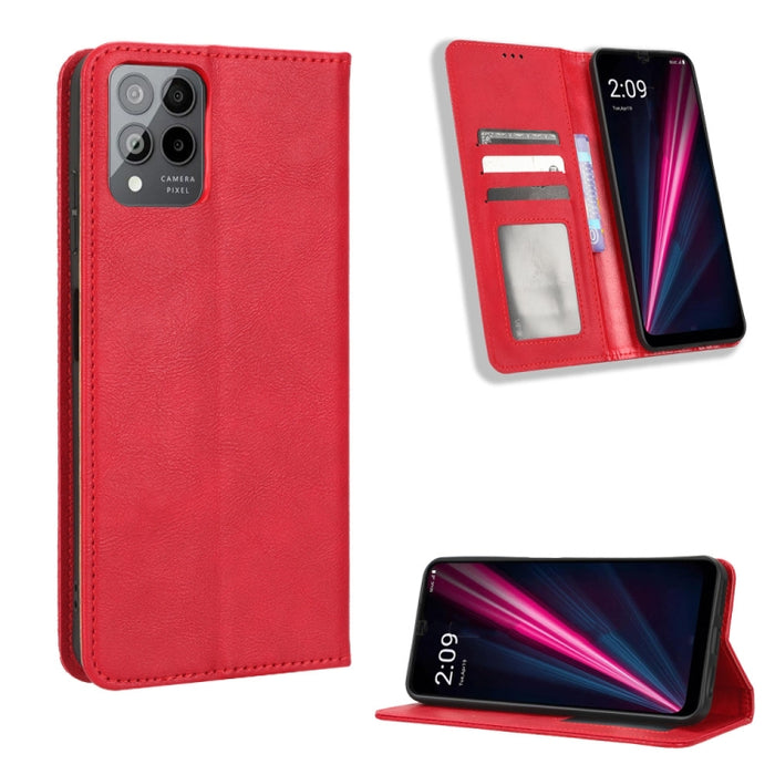 Caja de teléfono de cuero con textura retro con hebilla magnética, For Realme C33 4G, For T-Mobile Revvl 6 5G, For T-Mobile REVVL 6 Pro 5G, For vivo V25 5G /  X80 Lite, For vivo V25 Pro / S15 Pro, For vivo Y35 4G / Y22s 4G / Y22 4G 2022                ...