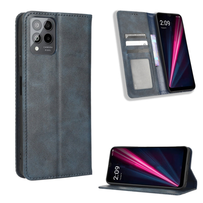 Caja de teléfono de cuero con textura retro con hebilla magnética, For Realme C33 4G, For T-Mobile Revvl 6 5G, For T-Mobile REVVL 6 Pro 5G, For vivo V25 5G /  X80 Lite, For vivo V25 Pro / S15 Pro, For vivo Y35 4G / Y22s 4G / Y22 4G 2022                ...