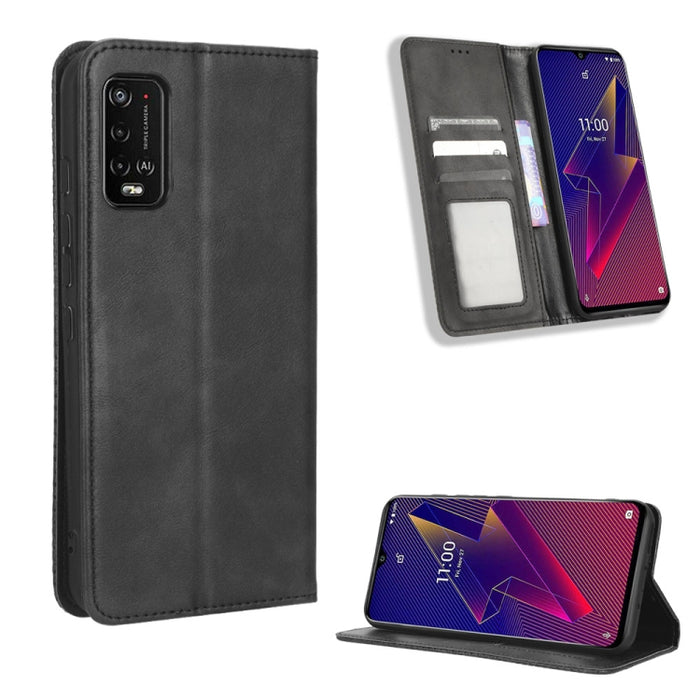 Caja de teléfono de cuero con textura retro con hebilla magnética, For Realme C33 4G, For T-Mobile Revvl 6 5G, For T-Mobile REVVL 6 Pro 5G, For vivo V25 5G /  X80 Lite, For vivo V25 Pro / S15 Pro, For vivo Y35 4G / Y22s 4G / Y22 4G 2022                ...