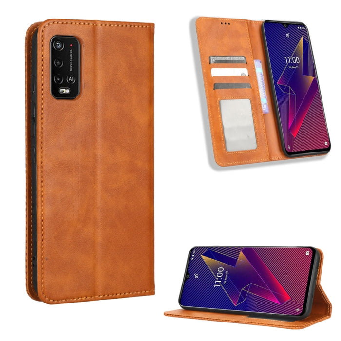 Caja de teléfono de cuero con textura retro con hebilla magnética, For Realme C33 4G, For T-Mobile Revvl 6 5G, For T-Mobile REVVL 6 Pro 5G, For vivo V25 5G /  X80 Lite, For vivo V25 Pro / S15 Pro, For vivo Y35 4G / Y22s 4G / Y22 4G 2022                ...
