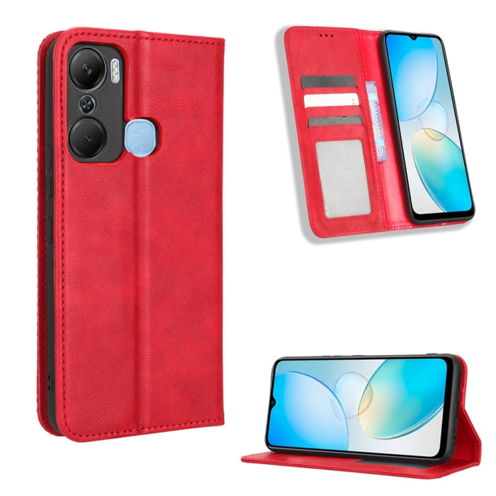 Caja de teléfono de cuero con textura retro con hebilla magnética, For Realme C33 4G, For T-Mobile Revvl 6 5G, For T-Mobile REVVL 6 Pro 5G, For vivo V25 5G /  X80 Lite, For vivo V25 Pro / S15 Pro, For vivo Y35 4G / Y22s 4G / Y22 4G 2022                ...