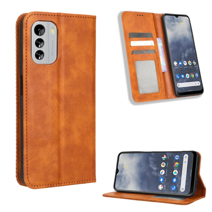 Caja de teléfono de cuero con textura retro con hebilla magnética, For Realme C33 4G, For T-Mobile Revvl 6 5G, For T-Mobile REVVL 6 Pro 5G, For vivo V25 5G /  X80 Lite, For vivo V25 Pro / S15 Pro, For vivo Y35 4G / Y22s 4G / Y22 4G 2022                ...