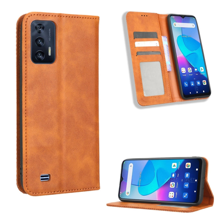 Caja de teléfono de cuero con textura retro con hebilla magnética, For Realme C33 4G, For T-Mobile Revvl 6 5G, For T-Mobile REVVL 6 Pro 5G, For vivo V25 5G /  X80 Lite, For vivo V25 Pro / S15 Pro, For vivo Y35 4G / Y22s 4G / Y22 4G 2022                ...