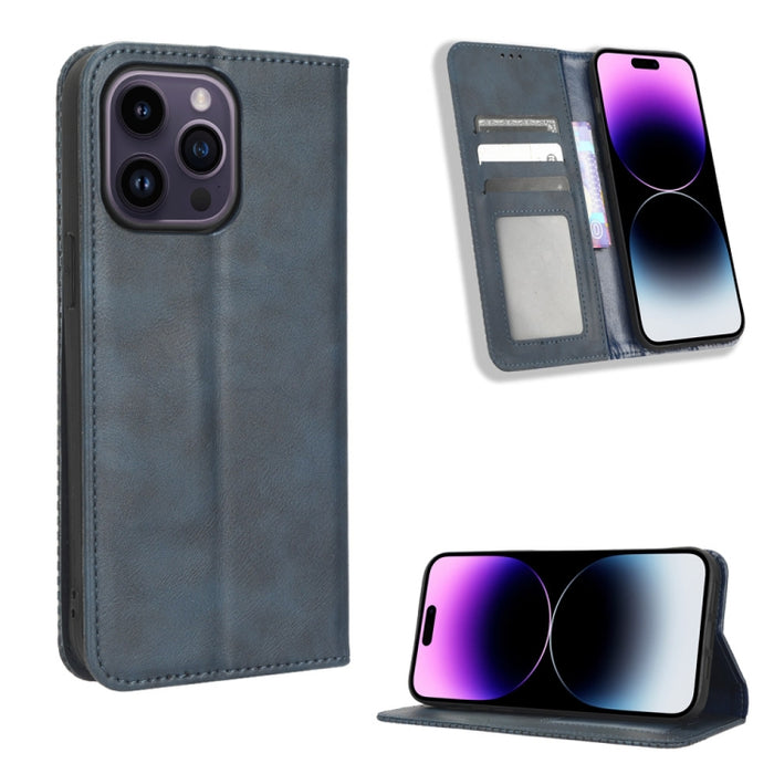 Caja de teléfono de cuero con textura retro con hebilla magnética, For Samsung Galaxy A23e / A23s / A23 5G JP, For Sony Xperia 5 IV, For Sharp Aquos Sense7 Plus, For iPhone 14 Plus, For Sharp Aquos Sense7, For iPhone 14 Pro Max                         ...