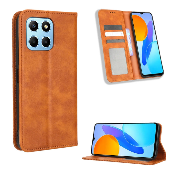 Caja de teléfono de cuero con textura retro con hebilla magnética, For Realme C33 4G, For T-Mobile Revvl 6 5G, For T-Mobile REVVL 6 Pro 5G, For vivo V25 5G /  X80 Lite, For vivo V25 Pro / S15 Pro, For vivo Y35 4G / Y22s 4G / Y22 4G 2022                ...