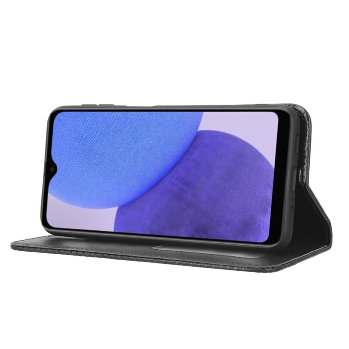 Caja de teléfono de cuero con textura retro con hebilla magnética, For Samsung Galaxy A23e / A23s / A23 5G JP, For Sony Xperia 5 IV, For Sharp Aquos Sense7 Plus, For iPhone 14 Plus, For Sharp Aquos Sense7, For iPhone 14 Pro Max                         ...