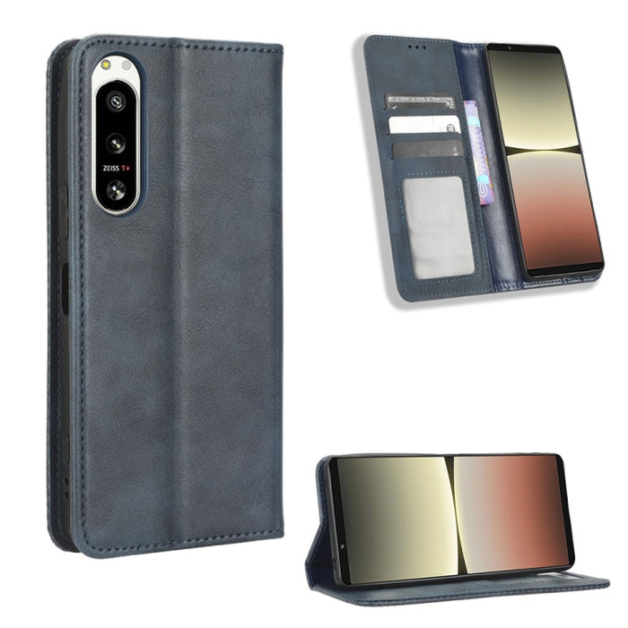 Caja de teléfono de cuero con textura retro con hebilla magnética, For Samsung Galaxy A23e / A23s / A23 5G JP, For Sony Xperia 5 IV, For Sharp Aquos Sense7 Plus, For iPhone 14 Plus, For Sharp Aquos Sense7, For iPhone 14 Pro Max                         ...