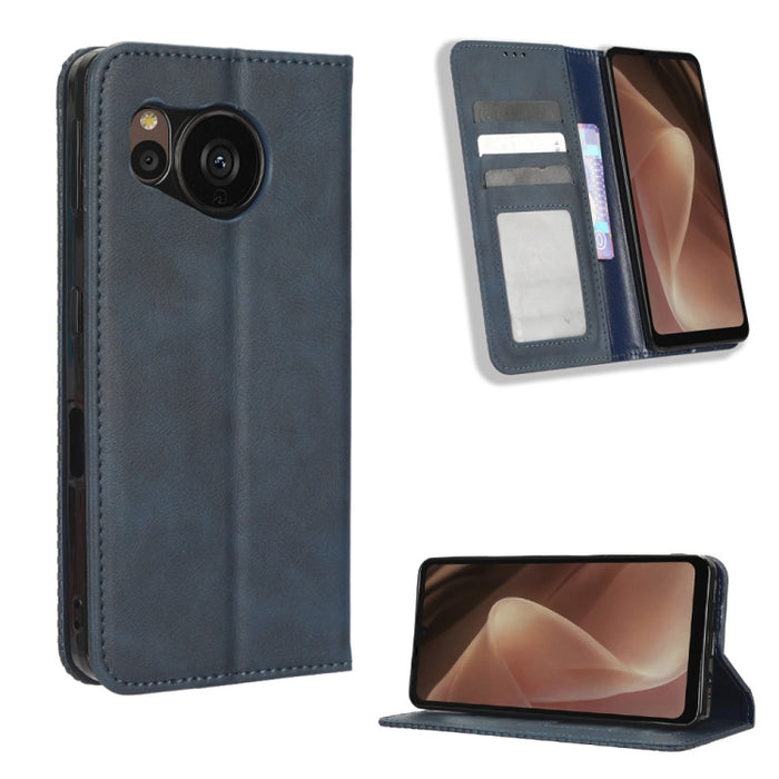 Caja de teléfono de cuero con textura retro con hebilla magnética, For Samsung Galaxy A23e / A23s / A23 5G JP, For Sony Xperia 5 IV, For Sharp Aquos Sense7 Plus, For iPhone 14 Plus, For Sharp Aquos Sense7, For iPhone 14 Pro Max                         ...